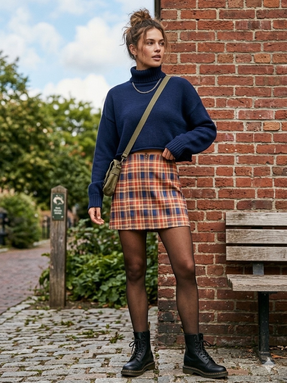 Wild Honey Plaid Academia Old Money Mini Skirt Size Small.